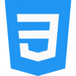 Icône officielle du langage CSS3 sur fond transparent, de couleur bleu et blanche