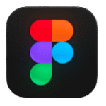 Icône de Figma, représentant un « F » stylisé composé de formes géométriques colorées (rouge, violet, bleu, vert et turquoise) sur un fond noir arrondi, symbolisant l’outil de design collaboratif d’interface utilisateur.