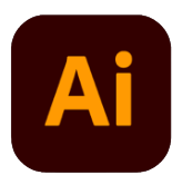 Icône d’Adobe Illustrator, affichant les lettres « Ai » en orange sur un fond carré marron foncé aux coins arrondis, représentant le logiciel de création graphique vectorielle.
