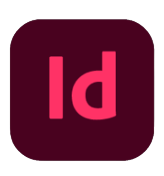 Icône d’Adobe InDesign, avec les lettres « Id » en rose sur un fond carré bordeaux aux coins arrondis, représentant le logiciel de mise en page professionnelle.