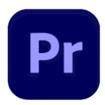 Icône de l'application Adobe Premiere Pro, avec les lettres "Pr" en violet clair sur un fond carré bleu foncé aux coins arrondis.